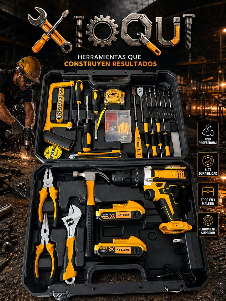 💥TALADRO PERCUTOR INALÁMBRICO 180V + KIT PROFESIONAL DE HERRAMIENTAS 🔧 | ¡TODO LO QUE NECESITAS EN UN SOLO MALETÍN! 💥